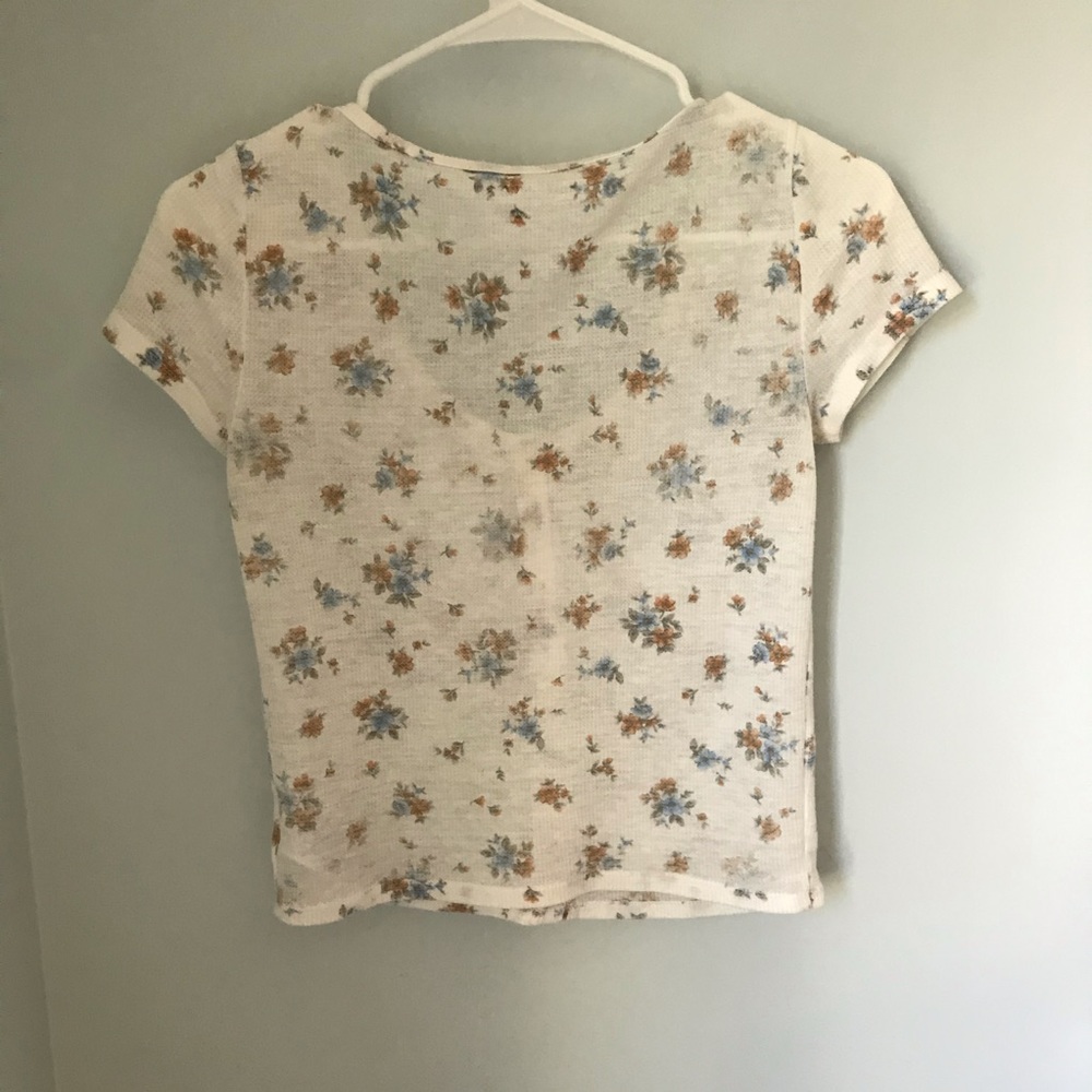 American Eagle Outfitters White Floral Top XS - Picture 6 of 7